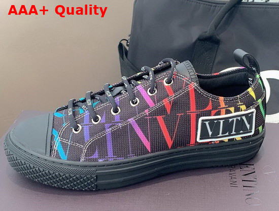 Valentino Garavani VLTN TIMES Giggies Low Top Fabric Sneaker Black Multicolor All VLTN Multicolor Print Replica