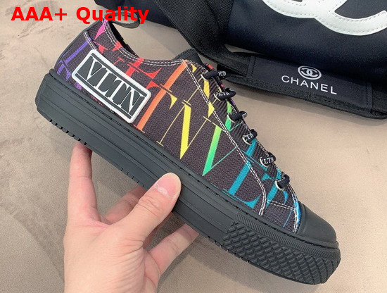 Valentino Garavani VLTN TIMES Giggies Low Top Fabric Sneaker Black Multicolor All VLTN Multicolor Print Replica