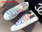 Valentino Garavani VLTN TIMES Giggies Low Top Fabric Sneaker in White All Over VLTN Multicolor Print Replica