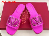 Valentino Garavani VLogo Cut Out Slide Sandal in Pink PP Satin Replica