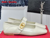 Valentino Garavani VLogo Locker Mary Jane Ballerina in Ivory Calfskin Replica