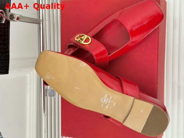 Valentino Garavani VLogo Locker Mary Jane Ballerina in Red Patent Calfskin Replica