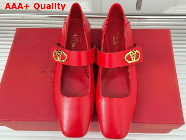 Valentino Garavani VLogo Locker Mary Jane Naplack Rosso Valentino Replica