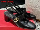 Valentino Garavani VLogo Locker Mary Jane Slingback Pump in Black Calfskin Replica