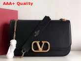 Valentino Garavani Vlock Brushed Calfskin Shoulder Bag in Black Replica