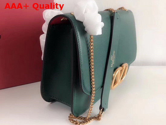 Valentino Garavani Vlock Brushed Calfskin Shoulder Bag in Green Replica