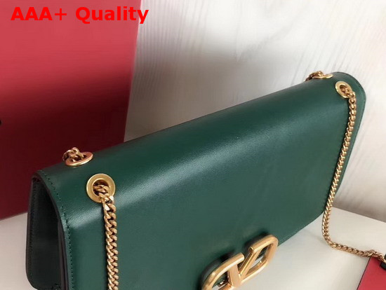 Valentino Garavani Vlock Brushed Calfskin Shoulder Bag in Green Replica