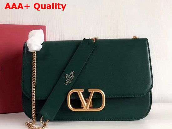 Valentino Garavani Vlock Brushed Calfskin Shoulder Bag in Green Replica