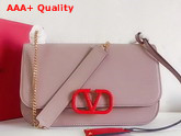 Valentino Garavani Vlock Brushed Calfskin Shoulder Bag in Nude with Red Lock Replica