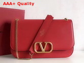 Valentino Garavani Vlock Brushed Calfskin Shoulder Bag in Red Replica