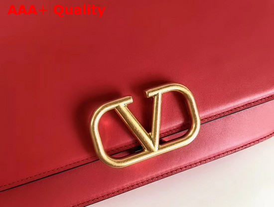 Valentino Garavani Vlock Brushed Calfskin Shoulder Bag in Red Replica