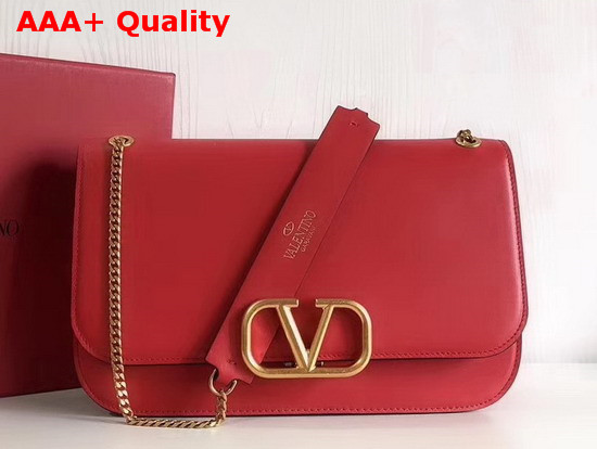 Valentino Garavani Vlock Brushed Calfskin Shoulder Bag in Red Replica