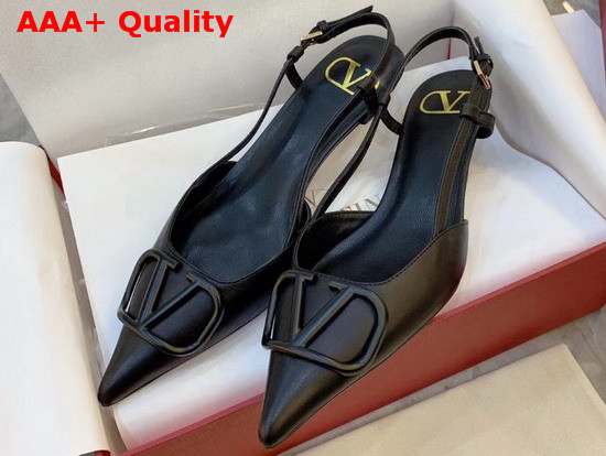 Valentino Garavani Vlogo Calfskin Slingback Pump in Black Replica