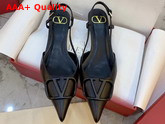 Valentino Garavani Vlogo Calfskin Slingback Pump in Black Replica