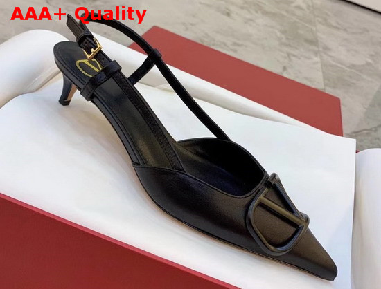 Valentino Garavani Vlogo Calfskin Slingback Pump in Black Replica