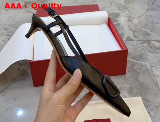 Valentino Garavani Vlogo Calfskin Slingback Pump in Black Replica