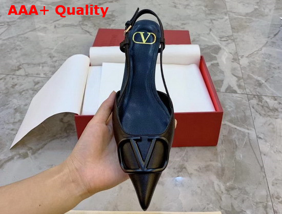 Valentino Garavani Vlogo Calfskin Slingback Pump in Black Replica