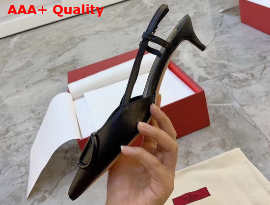 Valentino Garavani Vlogo Calfskin Slingback Pump in Black Replica