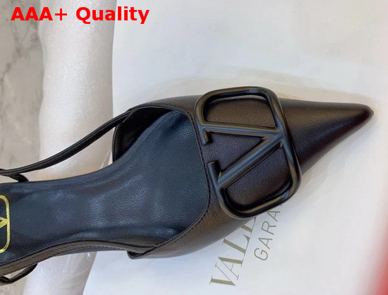 Valentino Garavani Vlogo Calfskin Slingback Pump in Black Replica