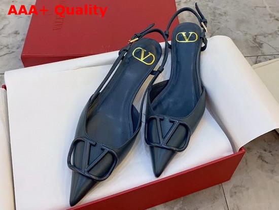 Valentino Garavani Vlogo Calfskin Slingback Pump in Blue Replica