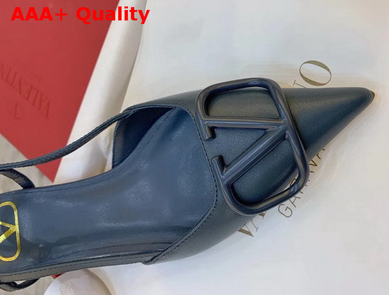 Valentino Garavani Vlogo Calfskin Slingback Pump in Blue Replica