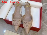 Valentino Garavani Vlogo Calfskin Slingback Pump in Nude Replica