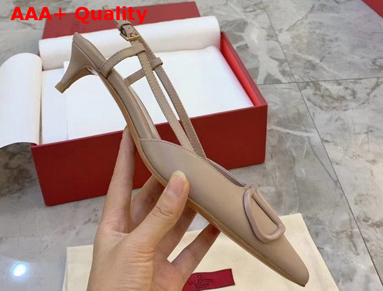 Valentino Garavani Vlogo Calfskin Slingback Pump in Nude Replica