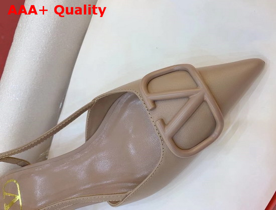 Valentino Garavani Vlogo Calfskin Slingback Pump in Nude Replica