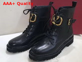 Valentino Garavani Vlogo Combat Boot in Black Calfskin Replica