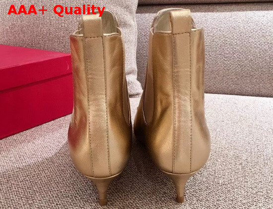 Valentino Garavani Vlogo Signature Calfskin Ankle Boot 40mm Gold Replica