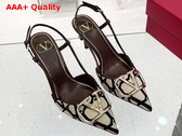 Valentino Garavani Vlogo Signature Slingback Pump in Toile Iconographe 80mm Beige and Black Replica