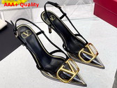 Valentino Garavani Vlogo Signature Slingback Pump in Transparent Polymer Material 80mm Black and Transparent Replica