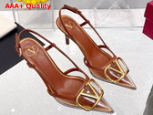 Valentino Garavani Vlogo Signature Slingback Pump in Transparent Polymer Material 80mm Saddle Brown and Transparent Replica