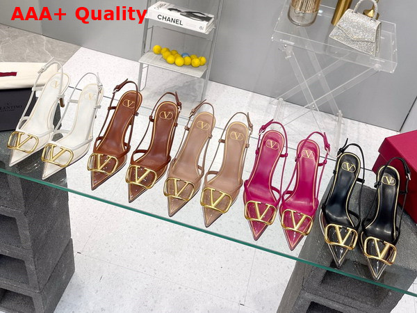 Valentino Garavani Vlogo Signature Slingback Pump in Transparent Polymer Material 80mm Saddle Brown and Transparent Replica