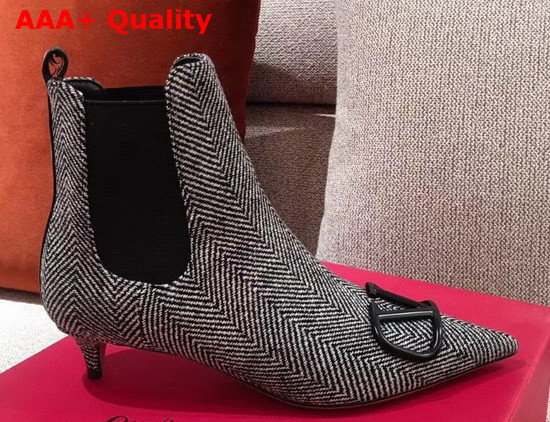 Valentino Garavani Vlogo Signature Tweed Ankle Boot 40mm Grey Replica