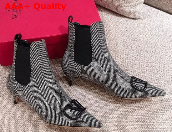 Valentino Garavani Vlogo Signature Tweed Ankle Boot 40mm Grey Replica