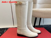 Valentino Garavani Vlogo The Bold Edition Boot in Ivory Calfskin Replica