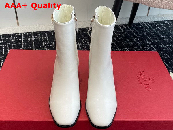 Valentino Garavani Vlogo the Bold Edition Ankle Boot in Ivory Calfskin Replica