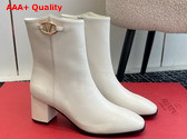 Valentino Garavani Vlogo the Bold Edition Ankle Boot in Ivory Calfskin Replica