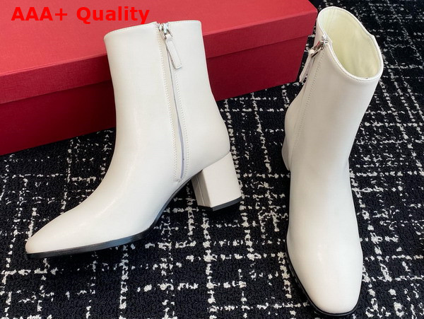 Valentino Garavani Vlogo the Bold Edition Ankle Boot in Ivory Calfskin Replica