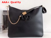 Valentino Garavani Vsling Grainy Calfskin Hobo Bag in Black Replica