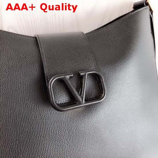 Valentino Garavani Vsling Grainy Calfskin Hobo Bag in Black Replica