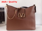 Valentino Garavani Vsling Grainy Calfskin Hobo Bag in Brown Replica