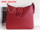 Valentino Garavani Vsling Grainy Calfskin Hobo Bag in Red Replica