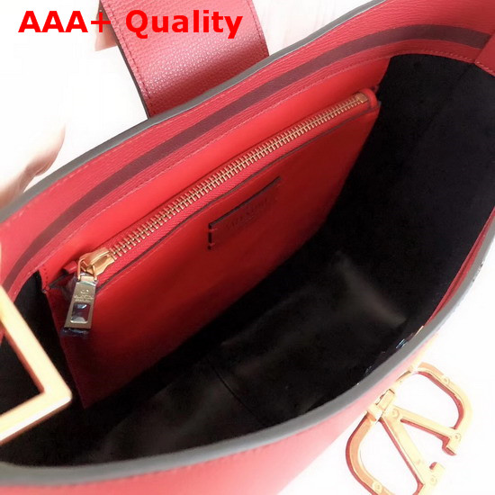 Valentino Garavani Vsling Grainy Calfskin Hobo Bag in Red Replica