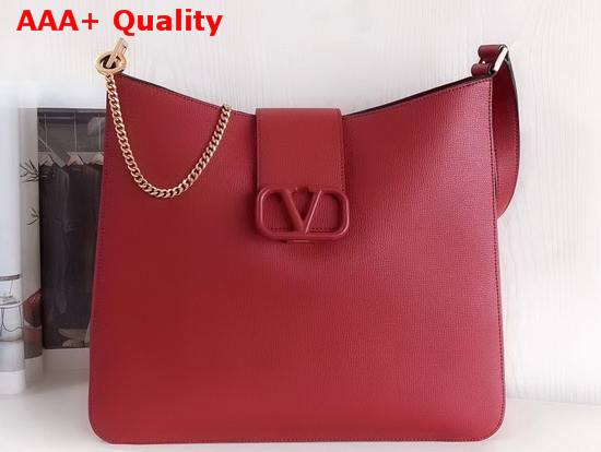 Valentino Garavani Vsling Grainy Calfskin Hobo Bag in Red Replica