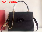 Valentino Garavani Vsling Handbag in Black Grainy Calfskin Leather Replica