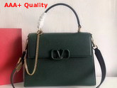 Valentino Garavani Vsling Handbag in Green Grainy Calfskin Leather Replica