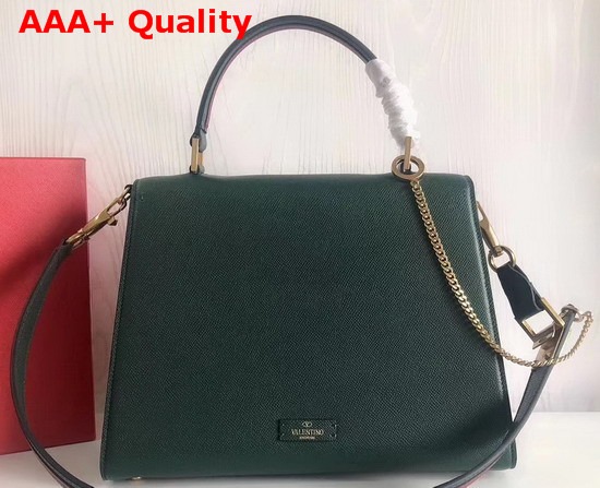 Valentino Garavani Vsling Handbag in Green Grainy Calfskin Leather Replica