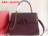 Valentino Garavani Vsling Handbag in Maroon Grainy Calfskin Leather Replica